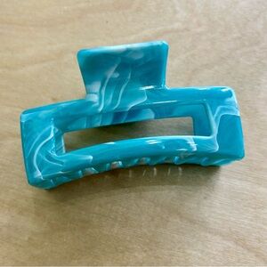 Marbled Aqua Blue & White Hair Claw Clip 3.25"